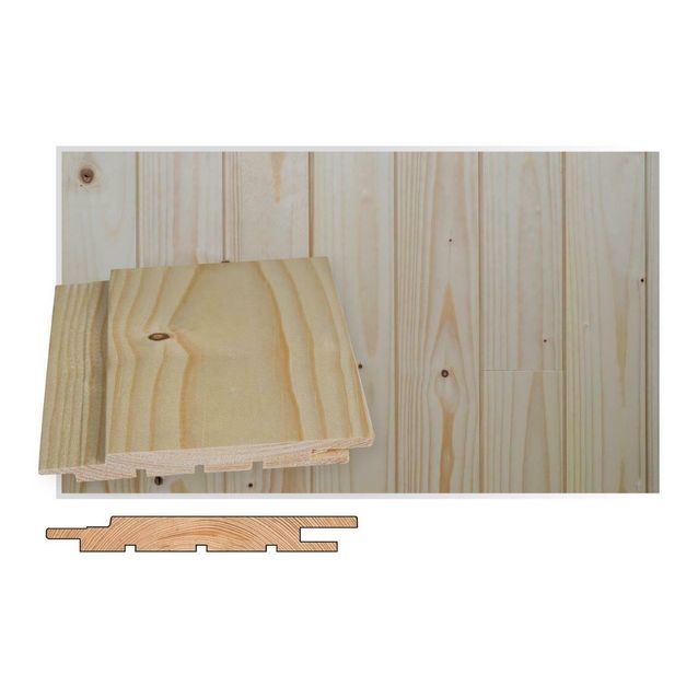 Saunapaneeli/sisustuspaneeli Maler STS-3, 15x95x2085mm, VK kuusi, ympäripontattu, PN, puuvalmis