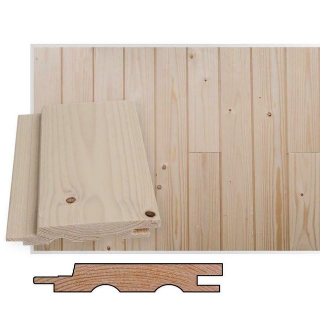 Saunapaneeli/sisustuspaneeli Maler STS-3, 15x95x2685mm, VK kuusi, ympäripontattu, PN, puuvalmis