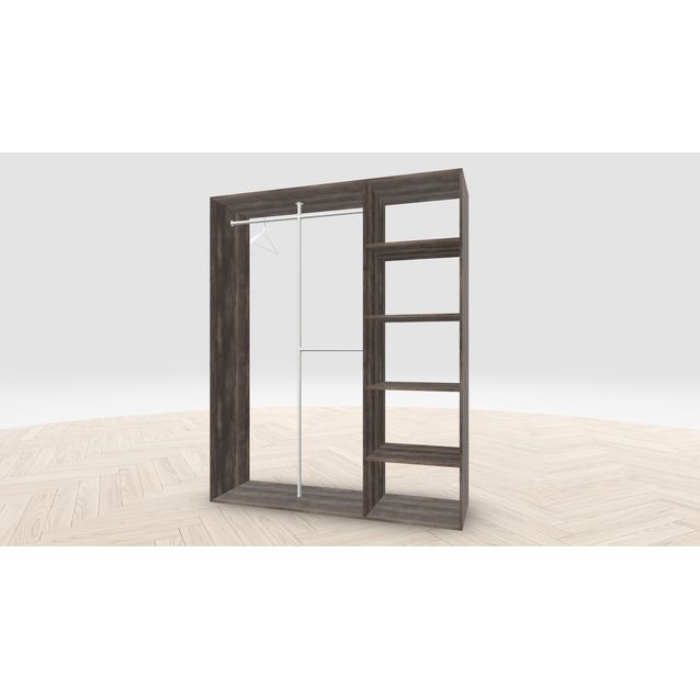 Vaatehuoneen kaapisto Mirror Line, kapea I-malli hyllyillä ja kaksiosaisella tangolla, 1700x2100x510mm, eri värejä