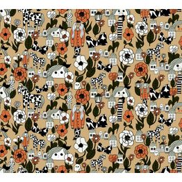 Lastenhuoneen tapetti Marimekko Marikylä, 0.7x10.05m, okra