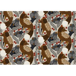 Tapetti Marimekko Ketunmarja, 0.7x10.05m, kettu, punertava