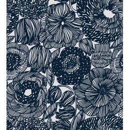 Tapetti Marimekko Kurjenpolvi, 0.7x10.05m, vintage, tummansininen