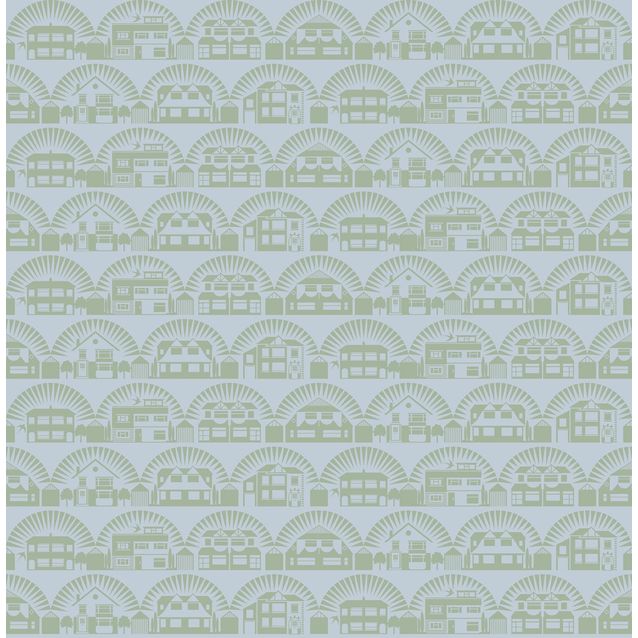 Tapetti Mini Moderns Metroland, 0.52x10m, paperi, sini-vihreä