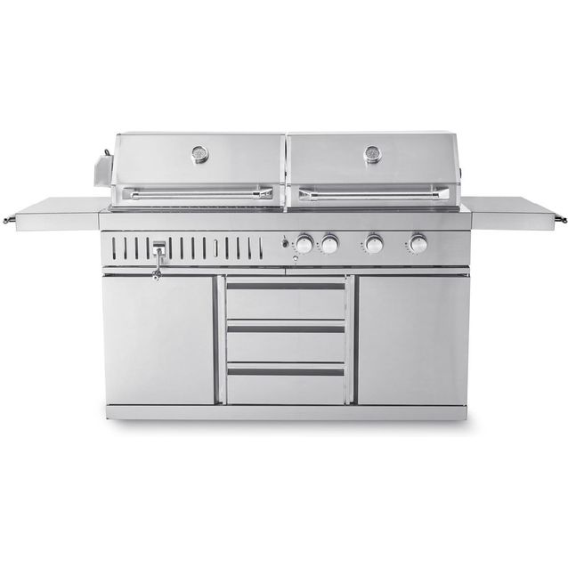 Vapaasti seisova kaasugrilli ja hiiligrilli Myoutdoorkitchen Stainless Collection