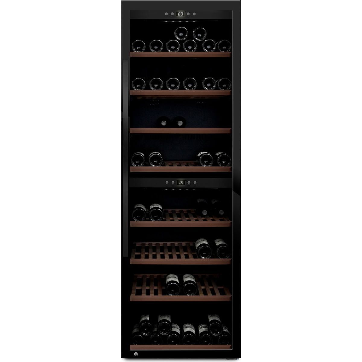 Kahden lämpötilan viinikaappi mQuvée WineExpert 180 Fullglass Black SW-180B, musta