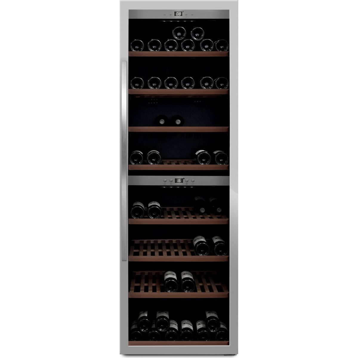 Kahden lämpötilan viinikaappi mQuvée WineExpert 180 Stainless SW-180S, teräs