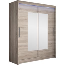 Liukuovivaatekaappi Nomla WESTA / PRESTO III, LED-valaistuksella, peilillä, 150x200cm