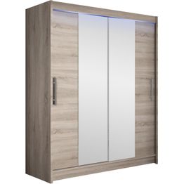 Liukuovivaatekaappi Nomla WESTA / PRESTO II, LED-valaistuksella, peilillä, 150x200cm