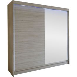 Liukuovivaatekaappi Nomla TALIN I, LED-valaistuksella, peilillä, 180x215cm