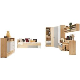 Makuuhuoneen kalustesetti Nomla PIXEL SYSTEM IV, valkoinen/ruskea