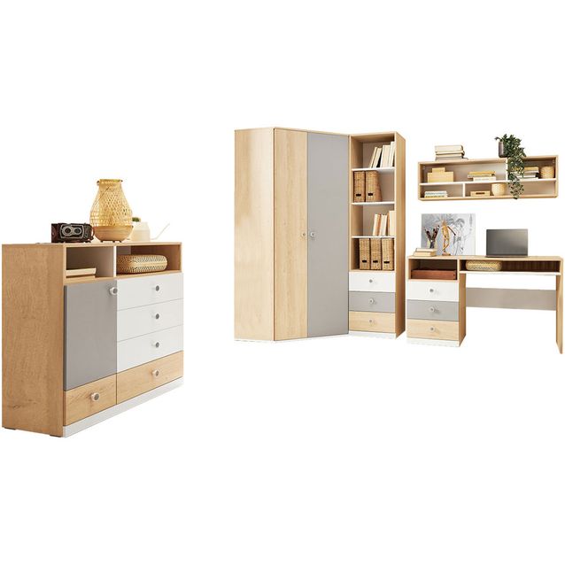 Huonekalusetti Nomla PIXEL SYSTEM V, valkoinen/ruskea