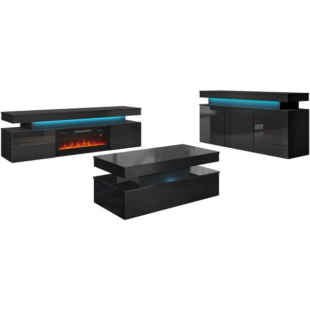 Olohuoneen huonekalusetti Nomla GLOSSA II, LED-valaistuksella, eri värejä