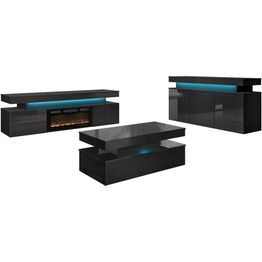 Olohuoneen huonekalusetti Nomla GLOSSA II, LED-valaistuksella, eri värejä