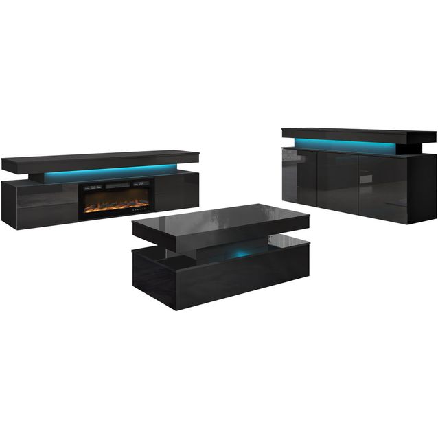 Olohuoneen huonekalusetti Nomla GLOSSA II, LED-valaistuksella, eri värejä