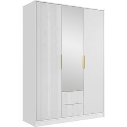 Vaatekaappi Nomla 3D2S TIRENO, saranaovet, peili, 151x216cm, valkoinen