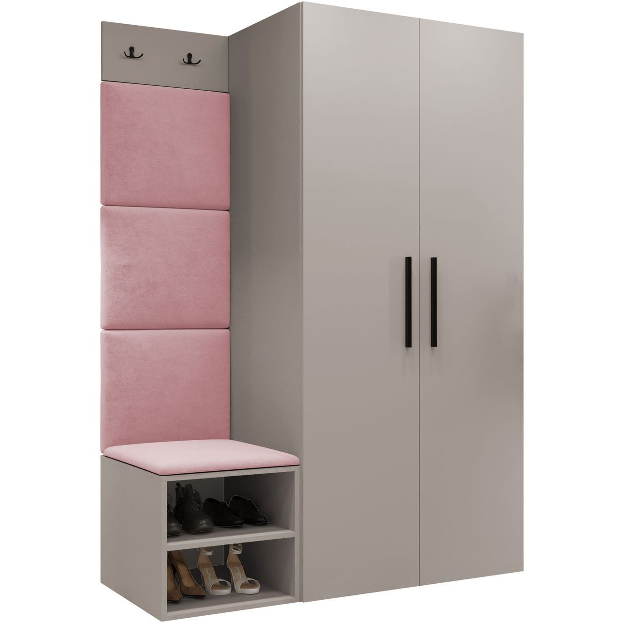 Vaatekaappi Nomla MEDI IV, beige/vaaleanpunainen tekstiili