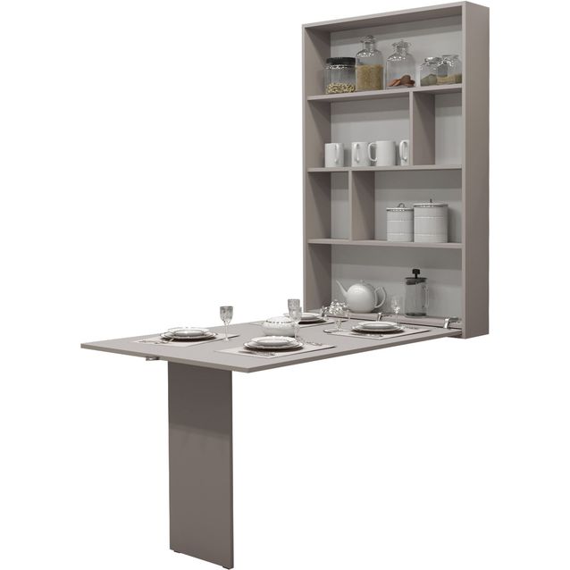 Jatkettava ruokapöytä Nomla ABI, 135/203x85cm, seinälle taittuva, beige