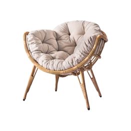 Puutarhatuoli Nomla Nubia, metallirunko rottinkipunoksella + pehmusteet, beige