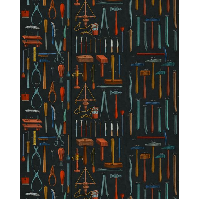 Paneelitapetti Mindthegap Old Tools 1,56x3 m antrasiitti