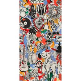 Tapetti Mindthegap Festival Memories 1,56x3 m sininen/punainen