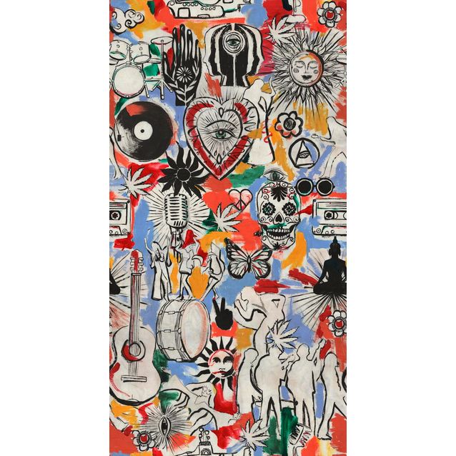 Tapetti Mindthegap Festival Memories 1,56x3 m sininen/punainen