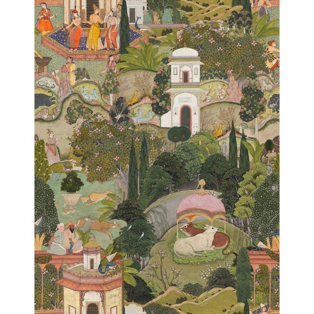 Paneelitapetti Mindthegap Gardens of Jaipur 1,56x3 m vihreä