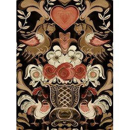 Kuvatapetti MindTheGap Goldene Henne, 1.56x3m, non-woven