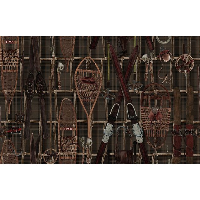 Kuvatapetti MindTheGap Vintage Skiing, 1.56x3m, tumma, non-woven