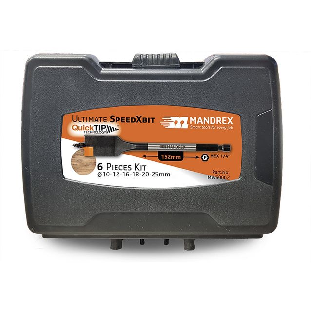 Puuporanteräsarja Mandrex SpeedXbit 6-os. 10-25 mm lapioterä