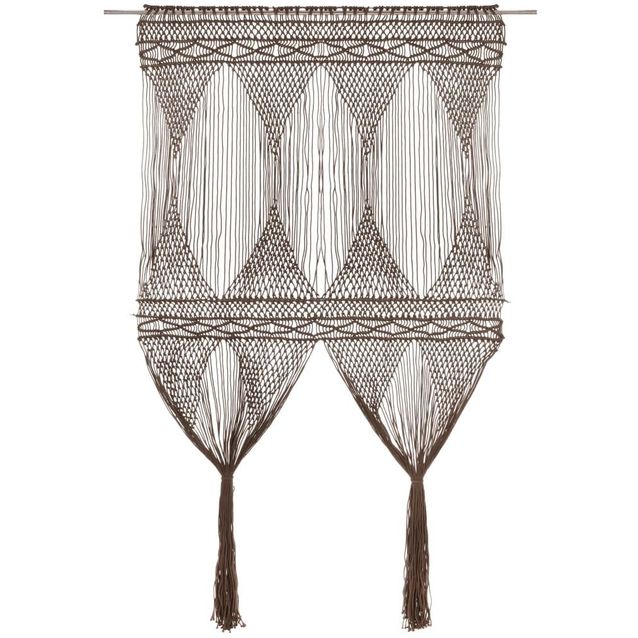 Macrame verho puuvilla harmaanruskea 140x240 cm_1