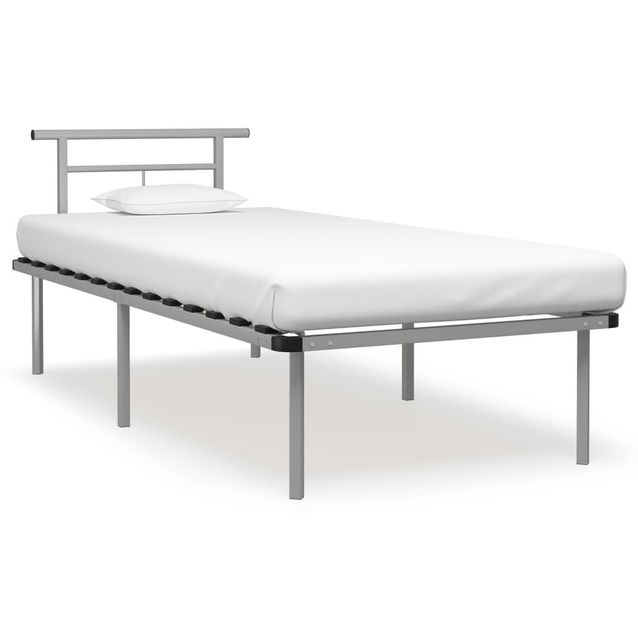 Metallinen sängynrunko 90x200 cm harmaa_1