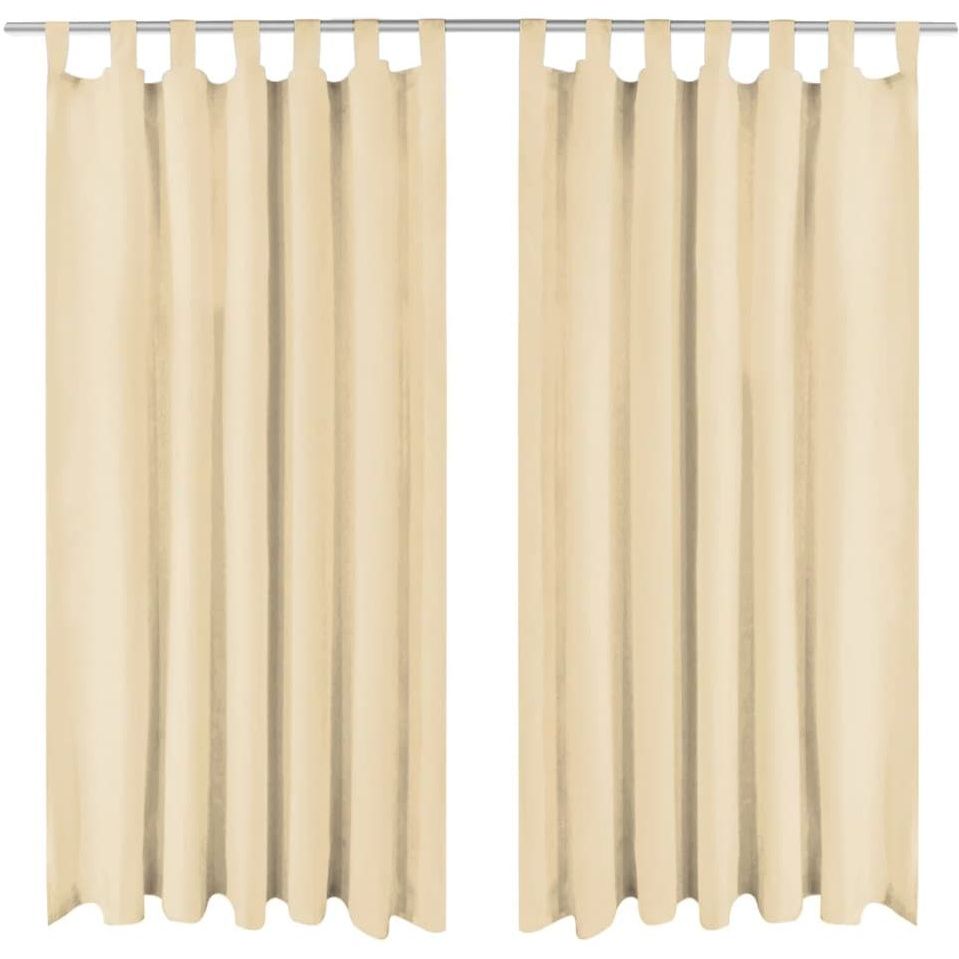 Mikro-satiiniverhot silmukoilla 2 kpl 140x175 cm beige