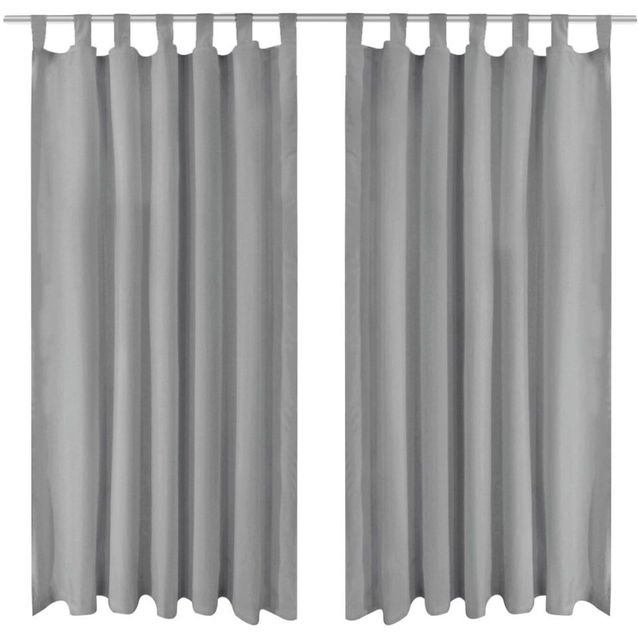 Mikro-satiiniverhot silmukoilla 2 kpl 140x175 cm harmaa_1
