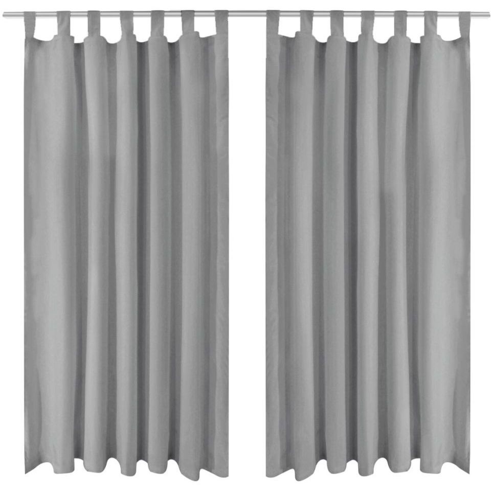 Mikro-satiiniverhot silmukoilla 2 kpl 140x225 cm harmaa