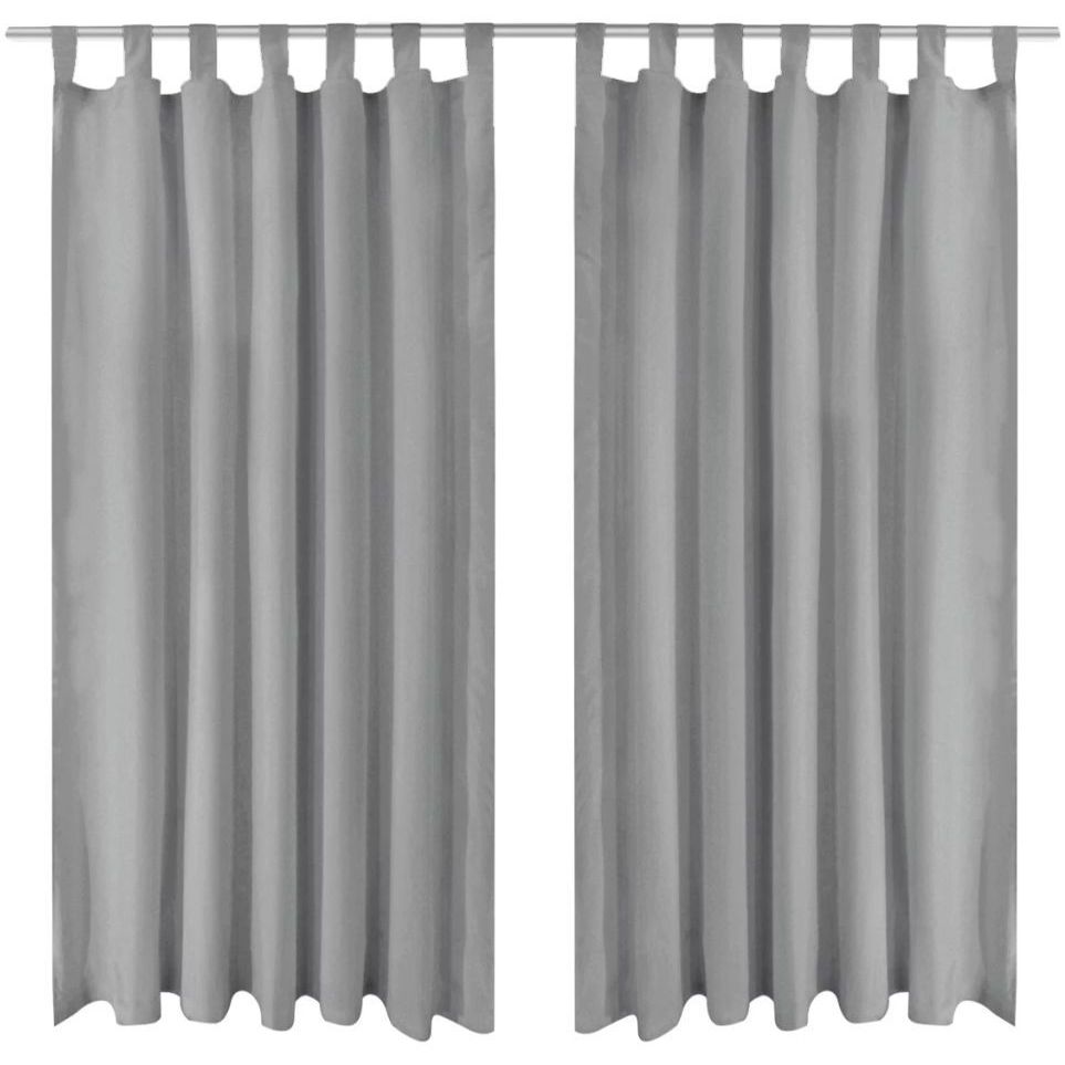 Mikro-satiiniverhot silmukoilla 2 kpl 140x245 cm harmaa
