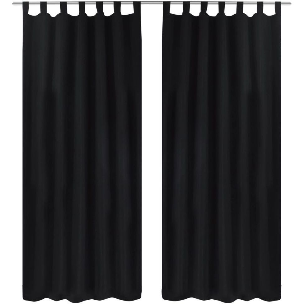 Mustat mikro-satiini verhot lenkeillä 2kpl 140 x 175 cm