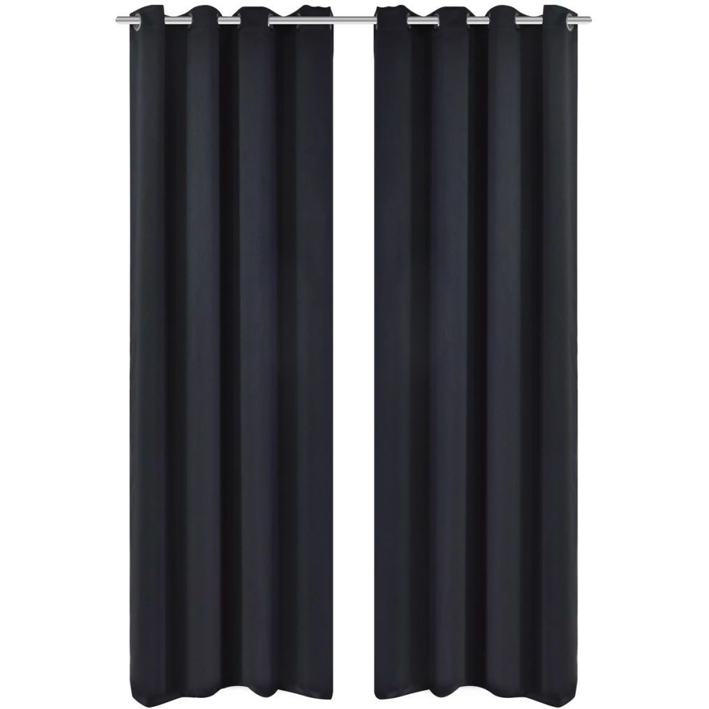 Mustat pimennysverhot metallirenkailla 2 kpl 135 x 245 cm