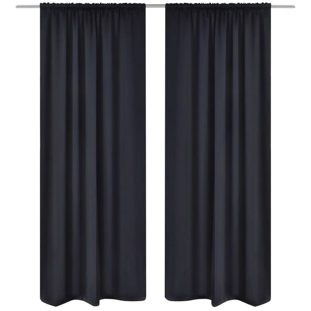 Mustat pimennysverhot verhotankokujalla 2 kpl 135 x 245 cm_1