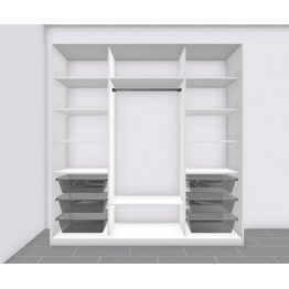 Liukuovikaappi Nettiovi 184-230cm tangolla hyllyillä ja koreilla mittojen mukaan