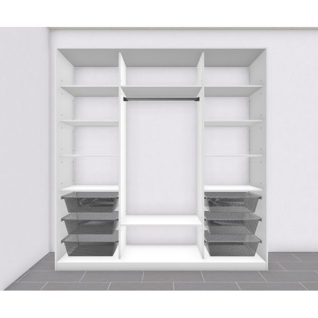 Liukuovikaappi Nettiovi 1820-2300mm tangolla hyllyillä ja koreilla mittojen mukaan