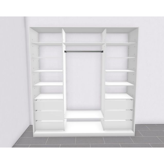 Liukuovikaappi Nettiovi 1820-2300mm tangolla hyllyillä ja laatikoilla mittojen mukaan