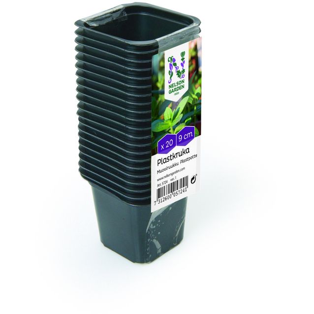 Kukkaruukku Nelson Garden, musta, muovi, 9cm, 20kpl