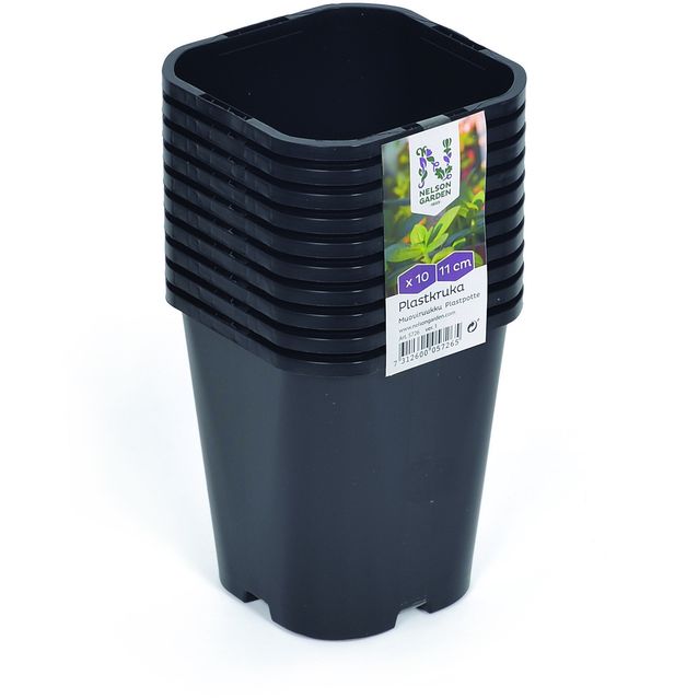 Kukkaruukku Nelson Garden, musta, muovi, 11cm, 10kpl