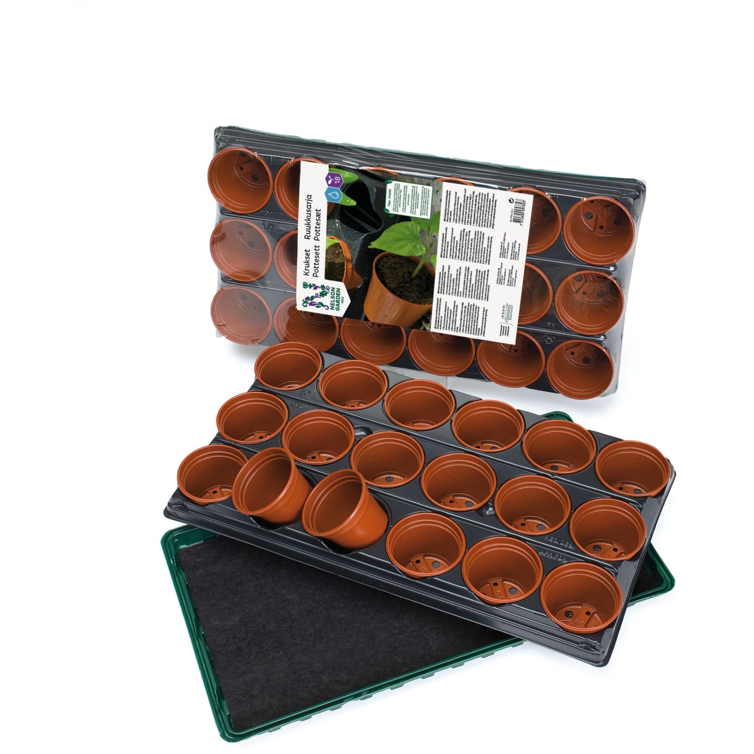 Ruukkusarja kastelumatolla Nelson Garden, 18 ruukkua