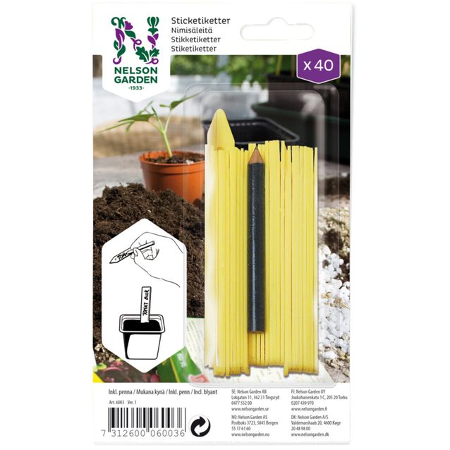 Nimikyltti muovi keltainen & kynä 40kpl