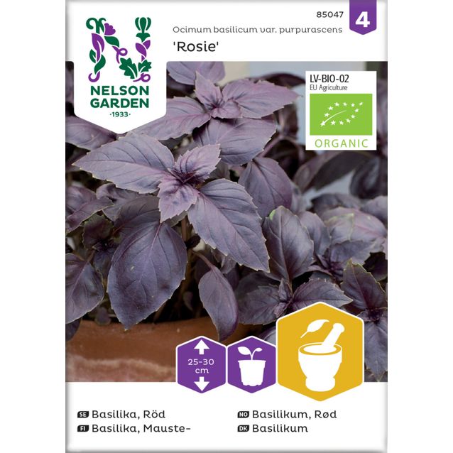 Maustebasilika siemen Nelson Garden Rosie Organic