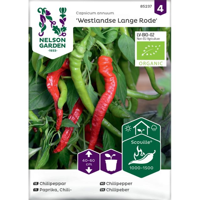 Chilipaprika siemen Nelson Garden Westlandse Lange Organic