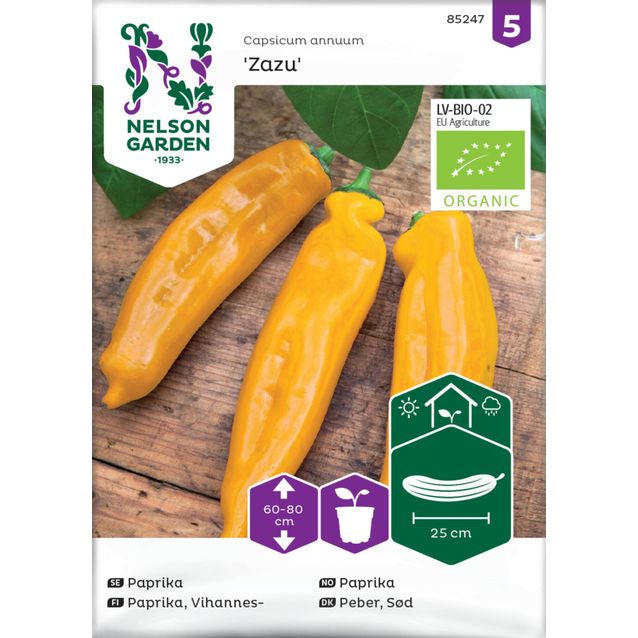 Paprika siemen Nelson Garden Zazu Organic