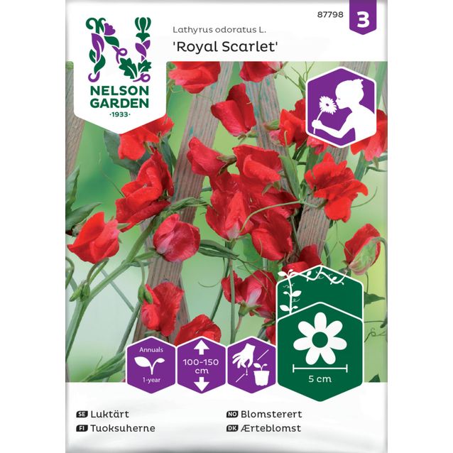 Tuoksuherne siemen Nelson Garden Royal Scarlet