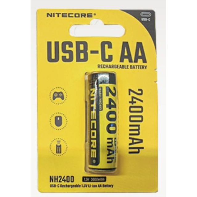 Ladattava AA-akku Nitecore NH2400 2400mAh USB-C 1kpl